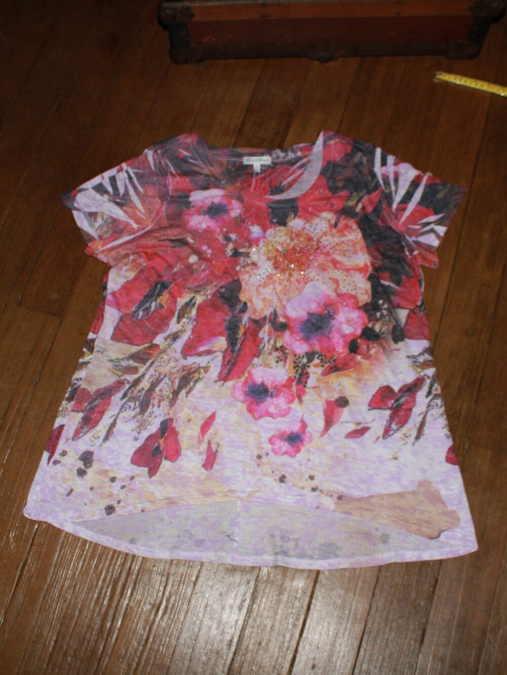 Fashion Bug Floral Print & Faux Stone Accent Tee